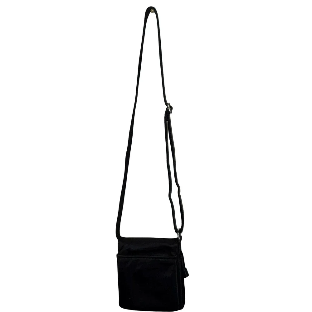 Calvin Klein Tabbie Nylon Crossbody Bag Black Mesh Front Pocket Shoulder Purse